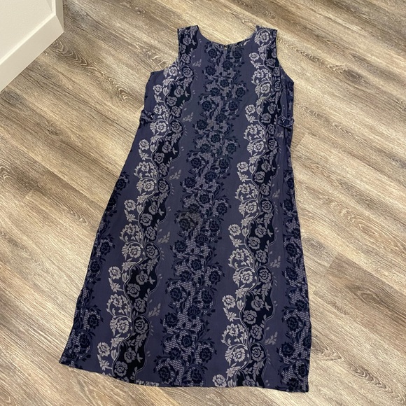 Vintage 90s sag harbor boho fairy floral sleeveless maxi dress blue gray medium - Picture 8 of 8